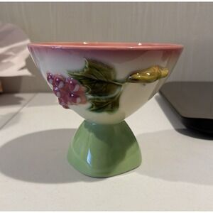Vtg MCM Rare HTF‎ 1950s Hull Pottery Tokay Tuscany pedestal candy dish No Lid